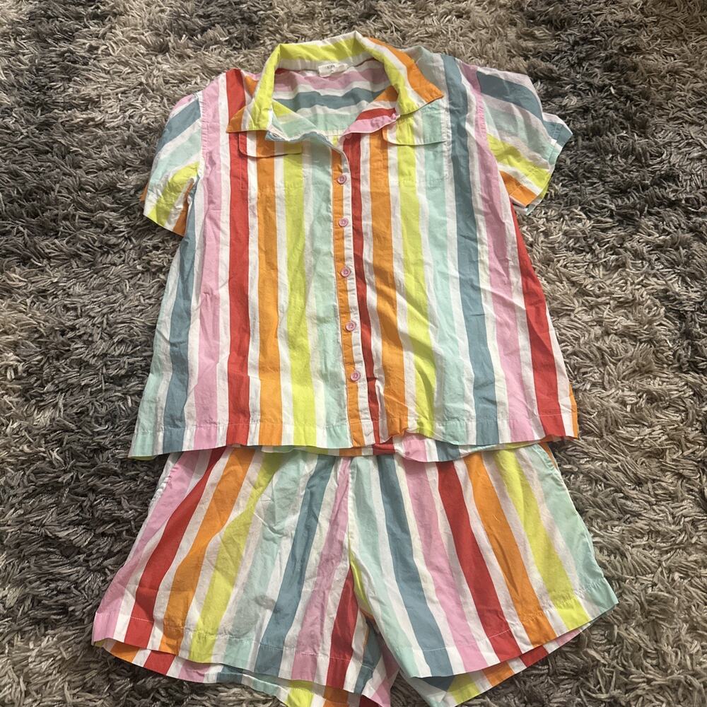 LAKE x Atlantic Pacific Rainbow Stripe Sadie Shorts Pajama Set Size Small